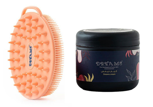 Dreams Cream Scrub + Silicon body brush - مقشر كريم دريمس + فرشاة سيليكون للجسم