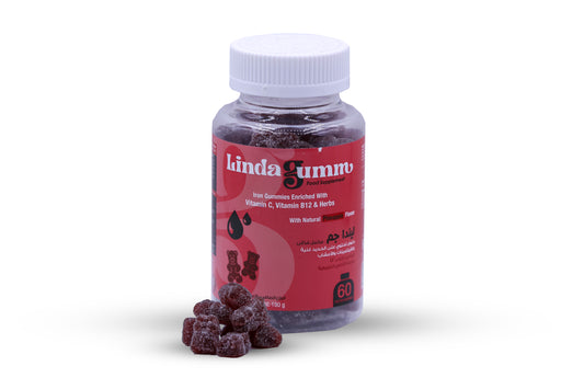 ليندا جم تحتوي علي الحديد والفيتامينات ٦٠ علكة - Linda Gum Iron & Vitamins 60 Gummies